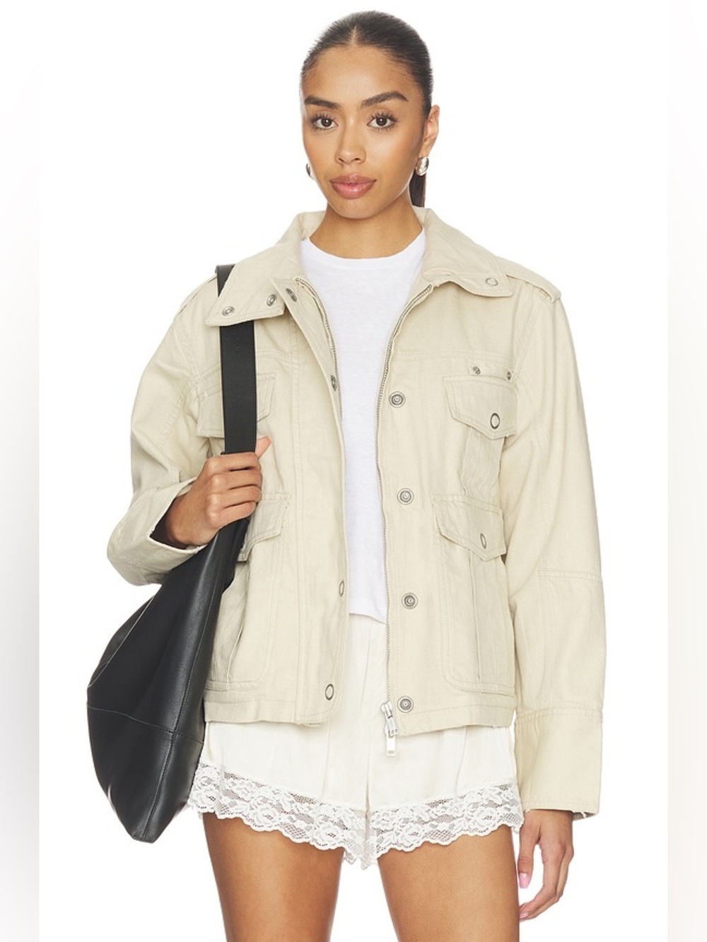 Free People x We The Free Kali Washed Utility Jacket Morning Oat Medium - Picture 14 of 14